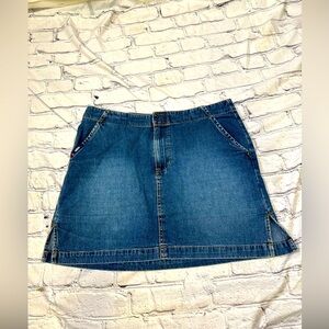 Vintage Y2K Bongo No-Waist Denim Mini‎ Skirt w/ Side Slits – Size 9